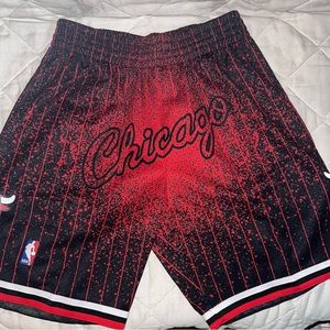 Red, black and white color way, Gradient Chicago bulls shorts